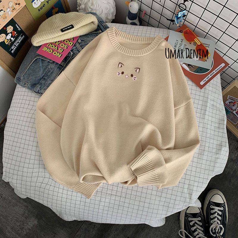 Sweatshirt Terbaru Sablon Cat Banaya Outwear Wanita Terbaru Bahan Tebal