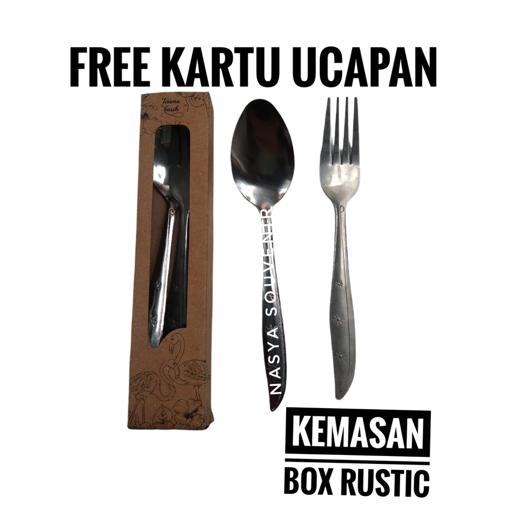 Souvenir Sendok Garpu Stainless  Kemas box rustic