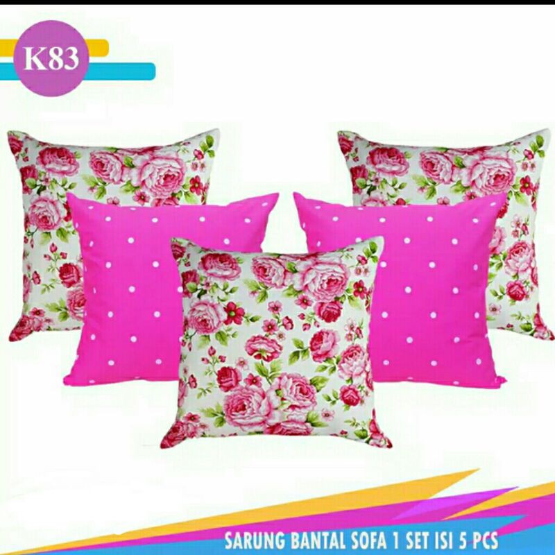 Set sarung bantal kursi sofa cushion cover 60x60 cm sarban annisa pink