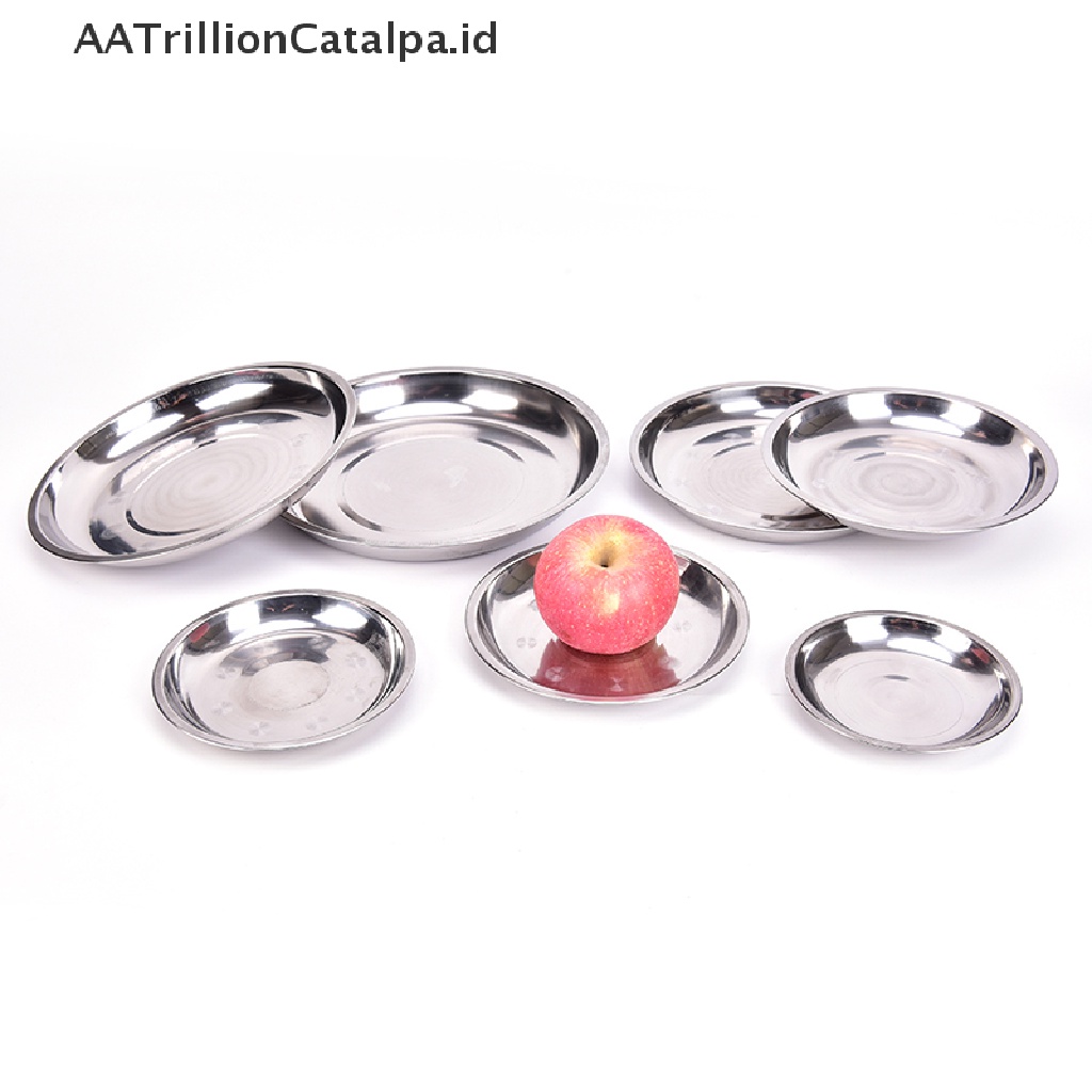 Aatrillioncatalpa Piring Bulat Bahan Stainless Steel Diameter 14-26cm Untuk Camping