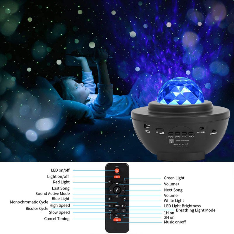 COD✨Lampu Tidur Proyek Lampu Proyektor Lampu Proyektor Dengan Speaker Langit tidur Malam