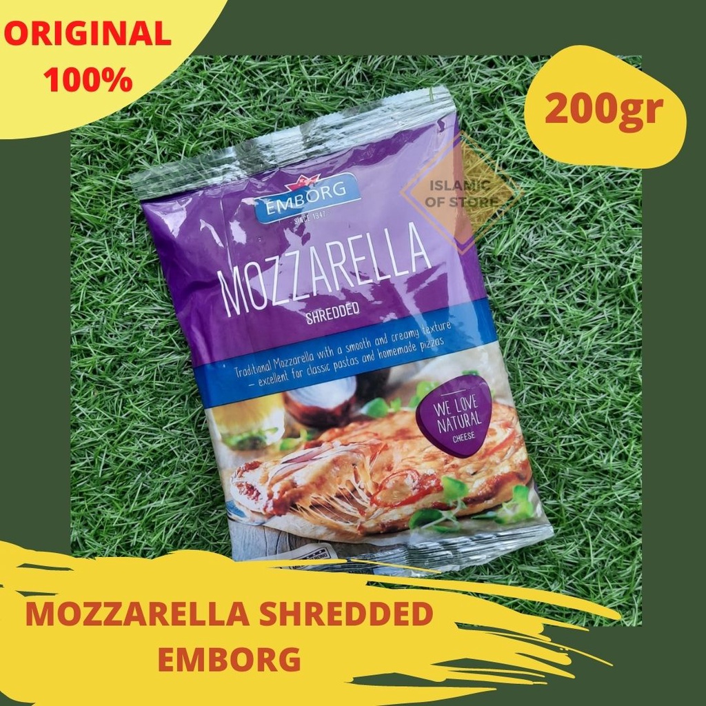 Keju MOZARELLA PARUT EMBORG / MOZARELLA SHREDDED EMBORG 200 GR HALAL DAN TERMURAH