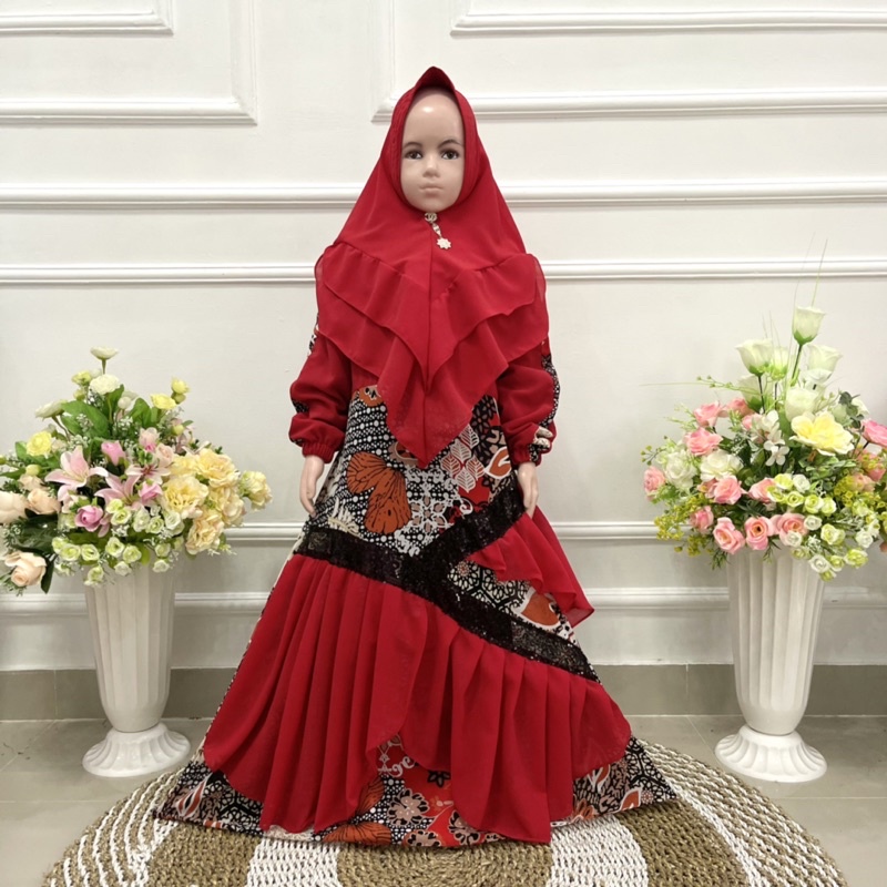 SET GAMIS ANAK BATIK CERUTY PRINTING PAYET