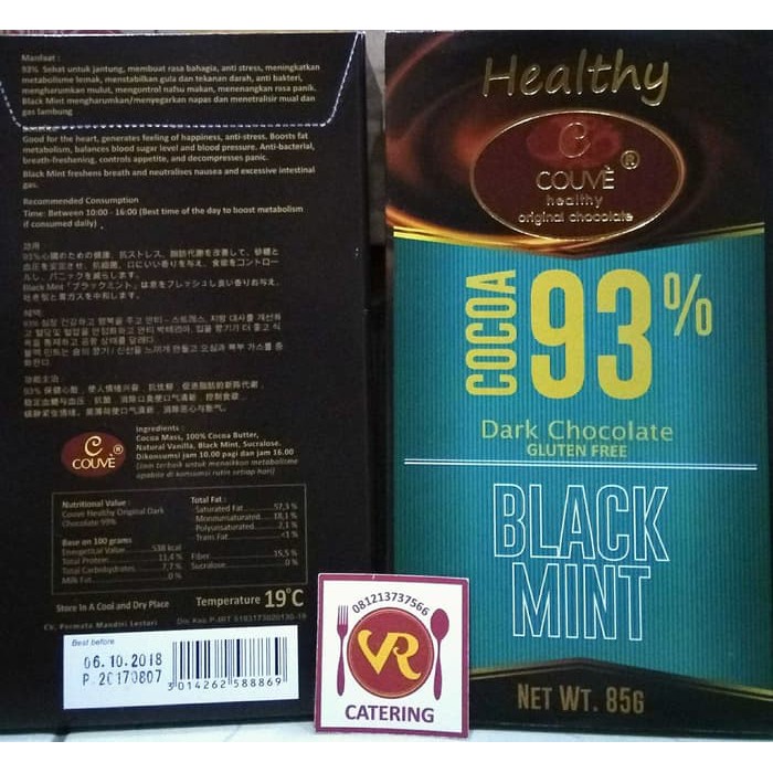 

Couve chocolate 93% blackmint 85 gr promo