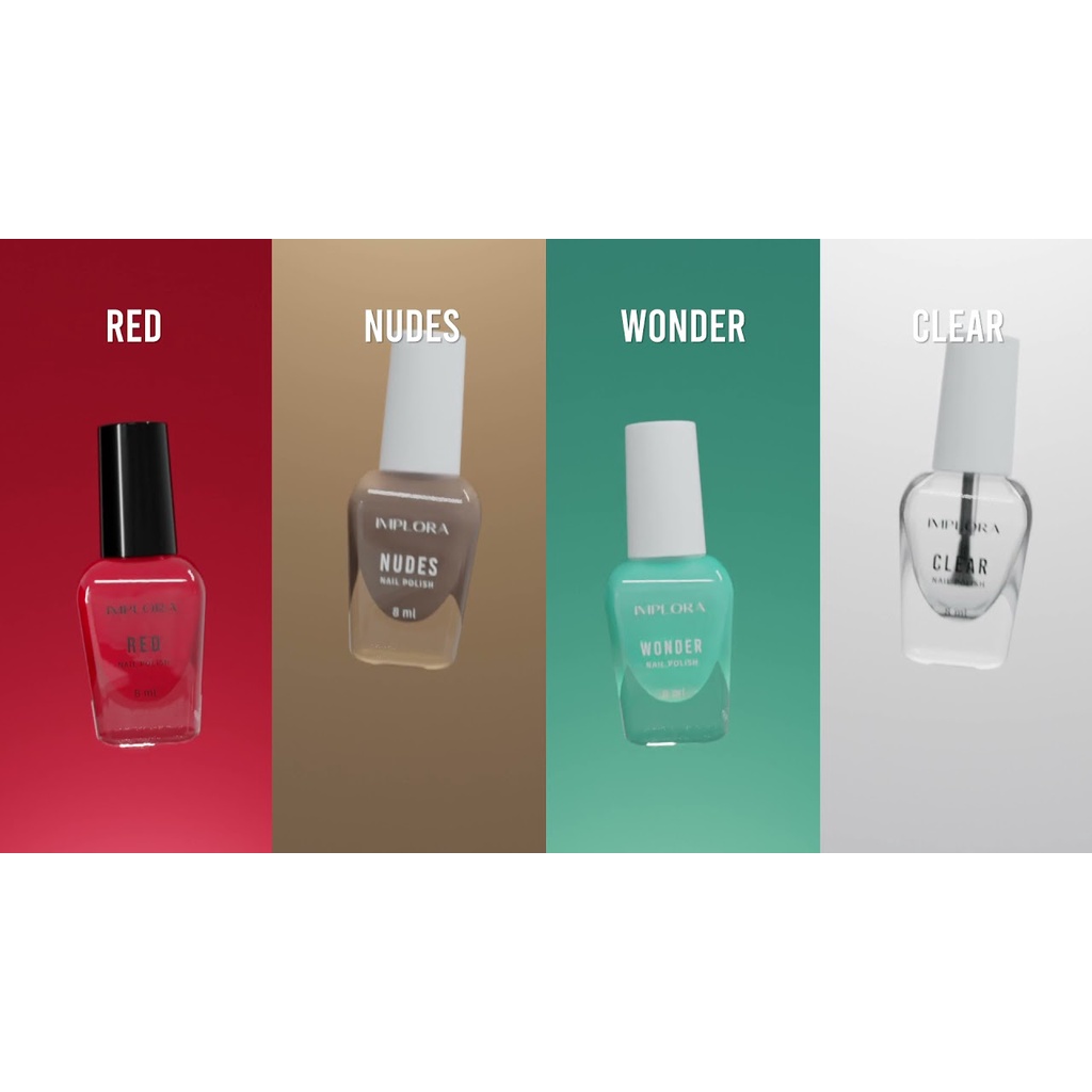 Implora Nail Polish CLEAR, NUDES, WONDER, RED 8ml