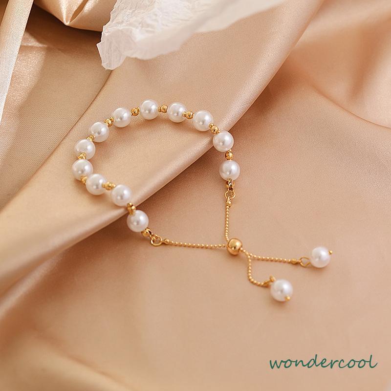 Gelang Tangan Mutiara Imitasi Simple Elegan Untuk Wanita -Won