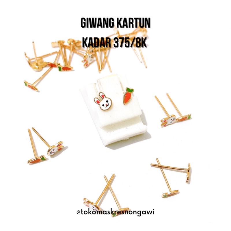 Giwang Emas Kartun kadar 375/8k emas asli (+stopper silikon)