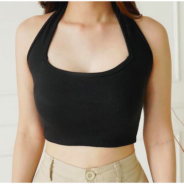 Tanktop Halter Top Crop Tank Top Tanktop Knit Atasan Wanita 151