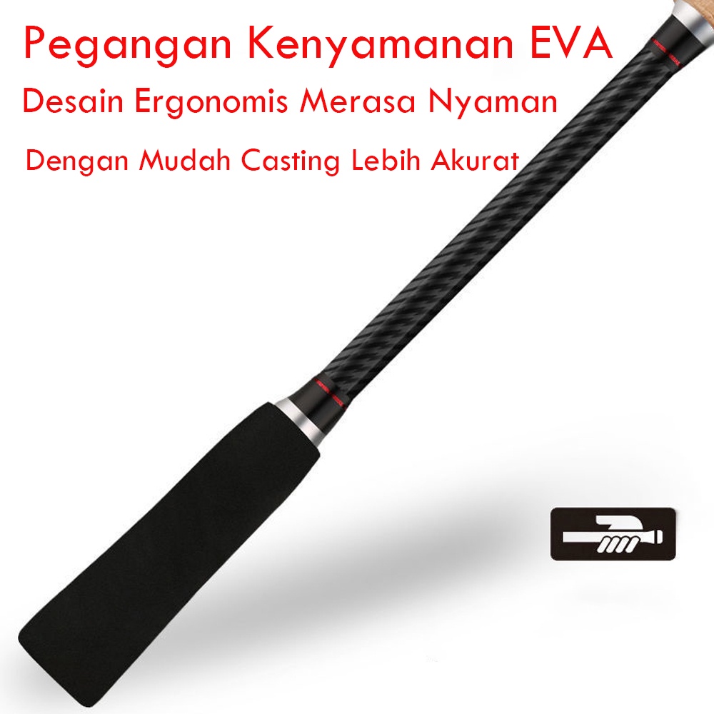 Carbon Fiber Spinning Fishing Rod Max Drag 10kg Baitcasting Fishing Rod  Joran Pancing Bahan Karbon Batang Tunggal Kaku Lentur Fiber Solid Murah Kuat  2 Segments 1.65-2.1M Joran Pancing 3-10 lB Berat:Ringan Carbon Pancing Fishing Pole Fishing Gear Hook