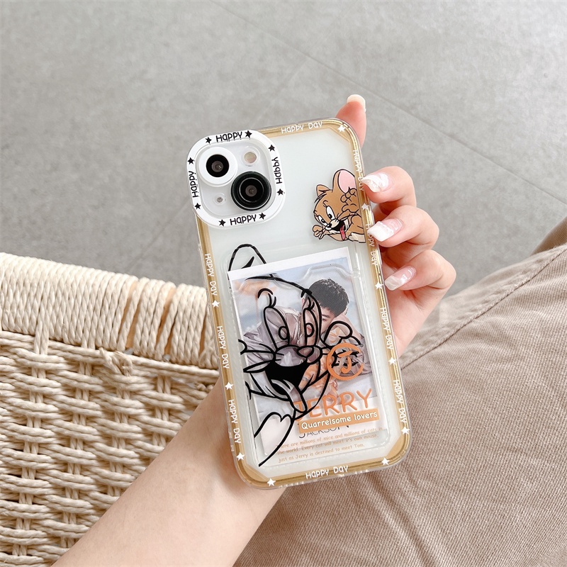 Soft Case Pelindung Lensa Transparan Desain Kucing Dan Tikus Untuk iPhone 12 13 Pro MAX 11 X XR XS MAX 7 8 Plus