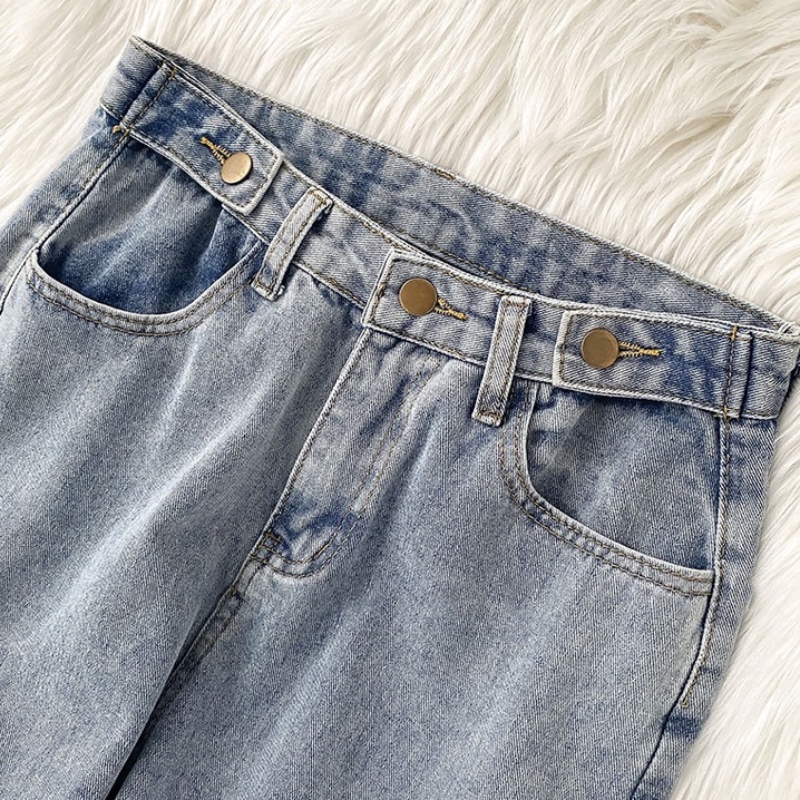 Highwaist Straight Loose Korean Style Warna Biru Celana Jeans Panjang Wanita