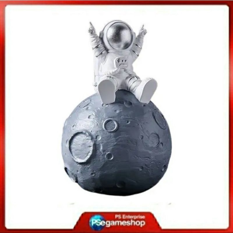 Astronaut Piggy Bank – Sit [Silver Mask]/ Pajangan Dekorasi Lampu Tidur Celengan