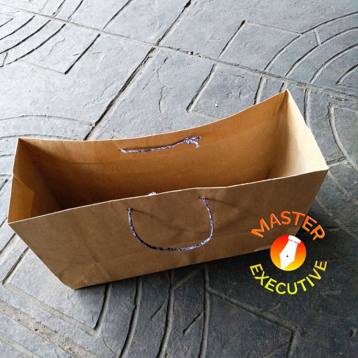 Paper Bag Polos Long Coklat - 33.5 x 20 x 11.5 cm - Tas Kertas Panjang