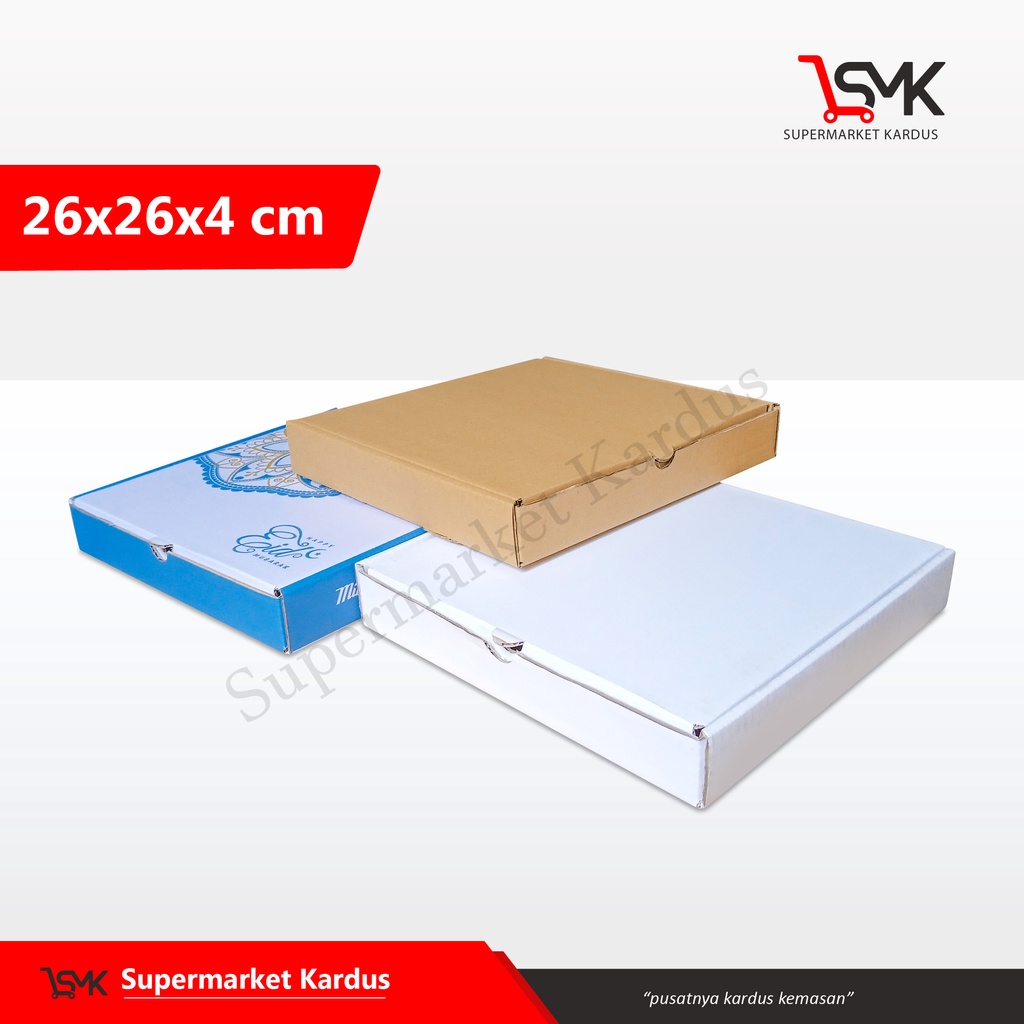 

Box 26x26x4 cm LS Kardus/Karton/pizza/hampers/ied mubarak/eid mubarak/tinggi4