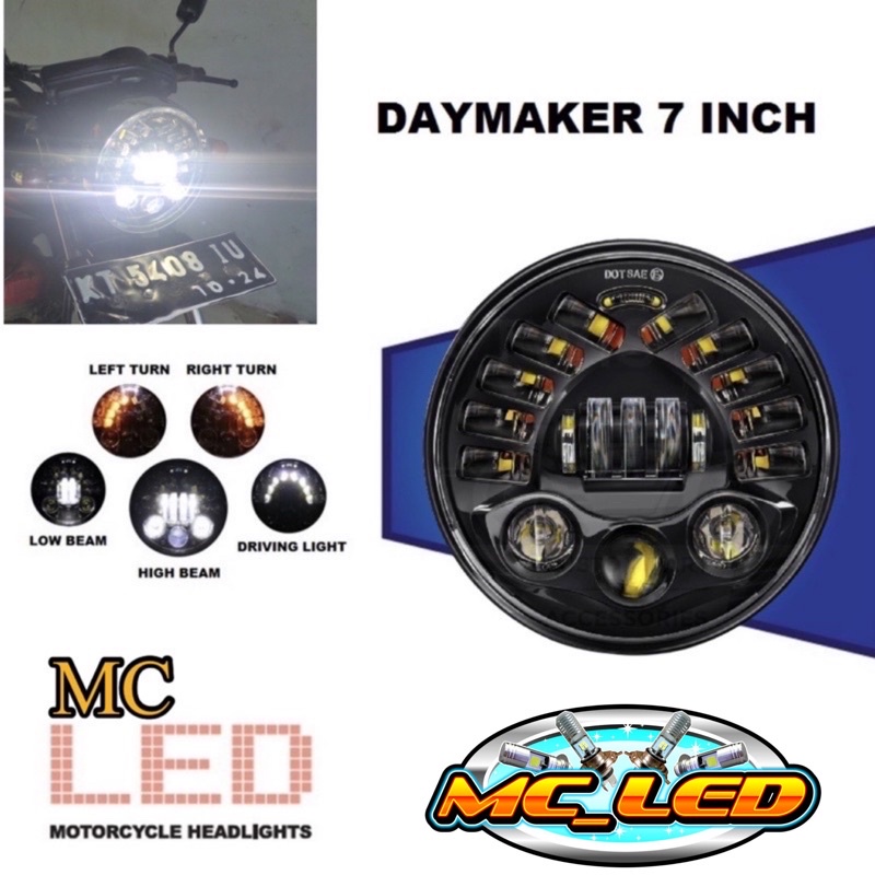 LAMPU DAYMAKER 7 INC 19LED 5,75 INC 16 LED DAYMAKER BULAT 19LED UNIVERSAL MOTOR MOBIL