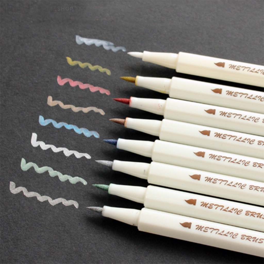 

RICISESTORE - Pen Brush Metalik Untuk Menggambar Scrapbook DIY Pen Spidol Warna Pena Kuas Metalik Kaligrafi Dekor - STA26