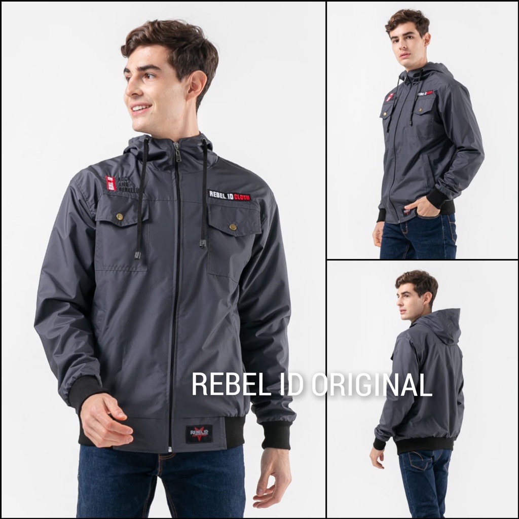 Jaket keren semi parka tahan angin waterproof original rebel id