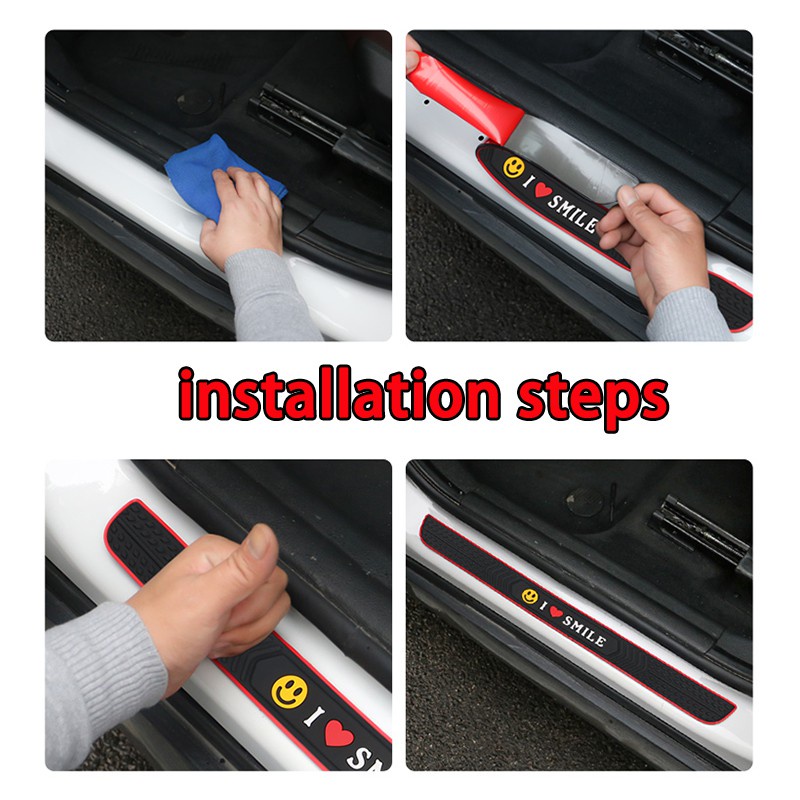 1 / 4pcs Stiker Pelindung Pintu Mobil Toyota Honda Threshold Bahan Karet Tebal