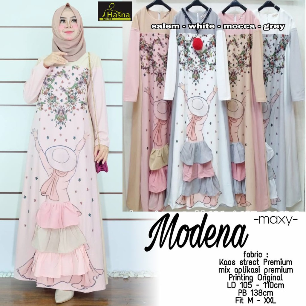 120219 Gamis Modena Maxi Dress By Hasna Shopee Indonesia