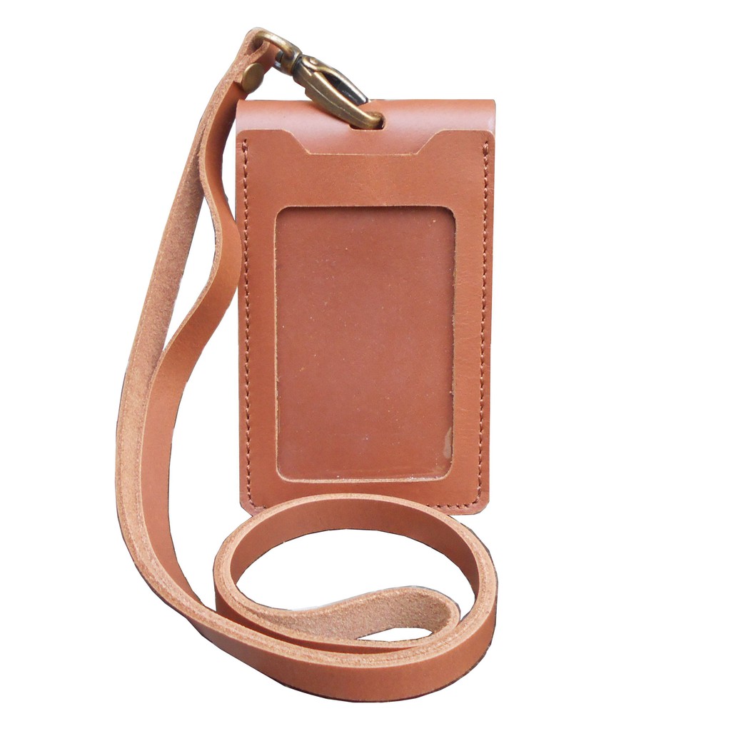 

Id Card Tali id Gantungan Id Kulit Leather Castle Card Holder Warna Tan