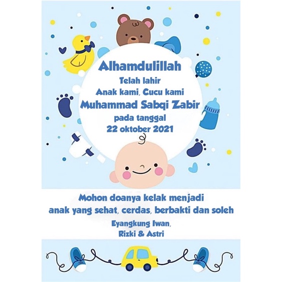 Kartu Ucapan terimakasih / Thanks Card tema New Baby Born