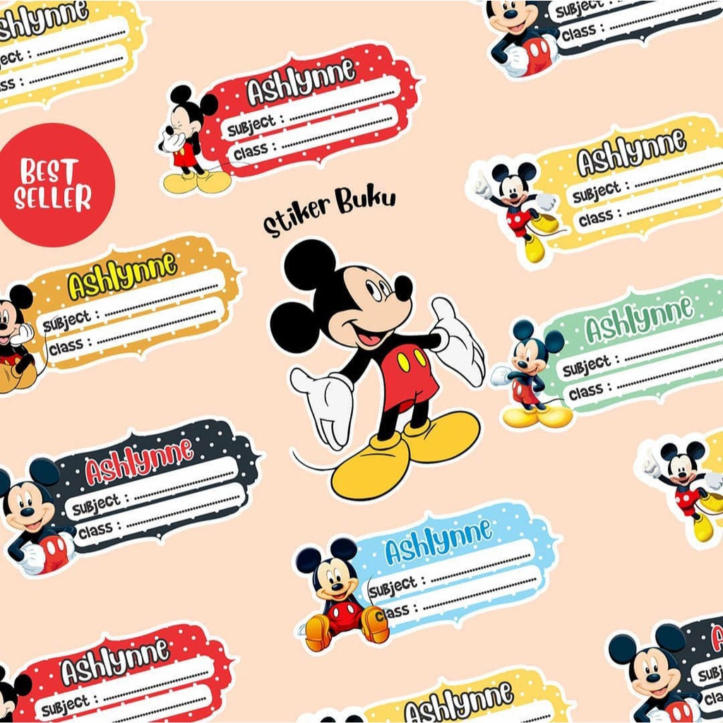 

56 PCS STIKER LABEL NAMA BUKU CHARACTER BAGUS LUCU