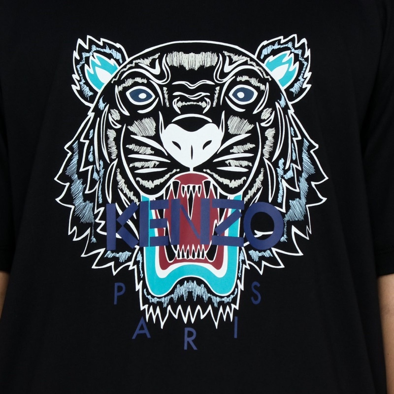 Ken. Tiger Tshirt Black/Blue Grey