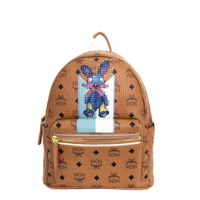 Tas Wanita MCM Medium Stark Rabbit Backpack - Cognac Tas Slempang