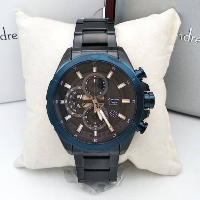 JAM TANGAN ALEXANDRE CHRISTIE AC6508 BLUE BLACK PRIA ORIGINAL