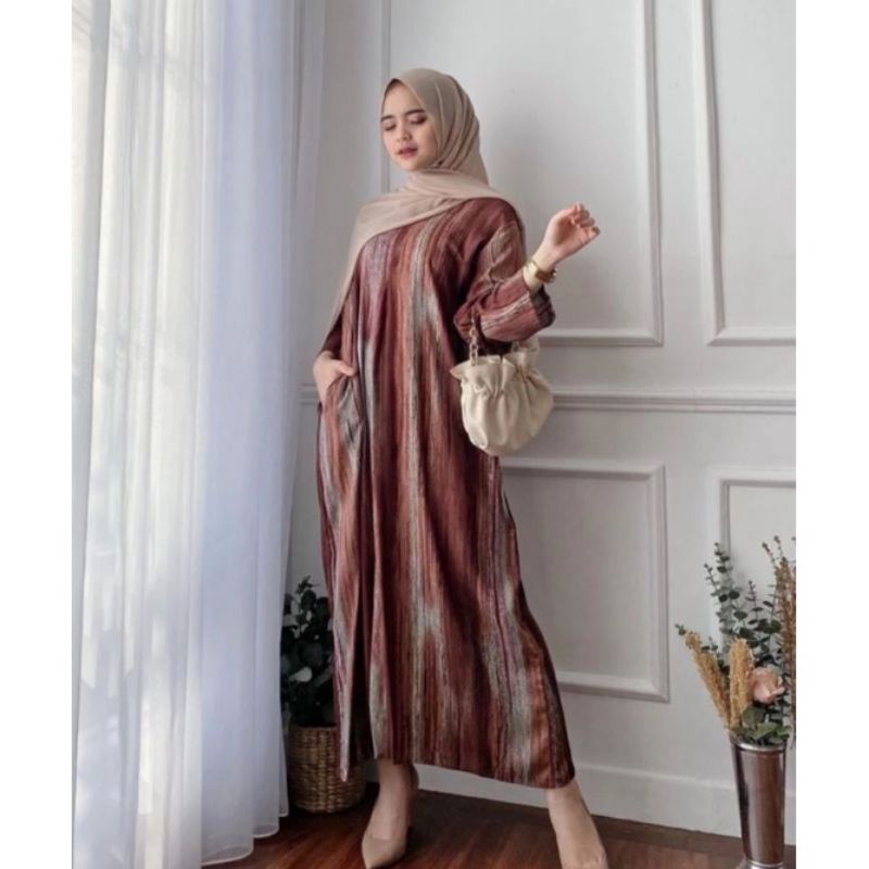 daster long lengan panjang LD 120 PB 130 bawah mata kaki, daster panjang viral kekinian, daster rayon busui terlaris ARBANI COLECTION-ORINA ( WODEN)
