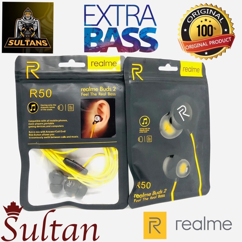 HANDSFREE REALME R50 EXTRA BASS EARPHONE PROMO SEN