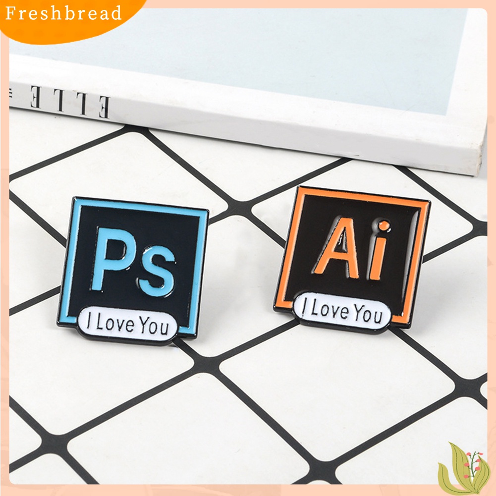 [ TERLARIS]PS AI PR AU Photoshop Illustrator Brooch Pin I Love You Shirt Lapel Enamel Badge