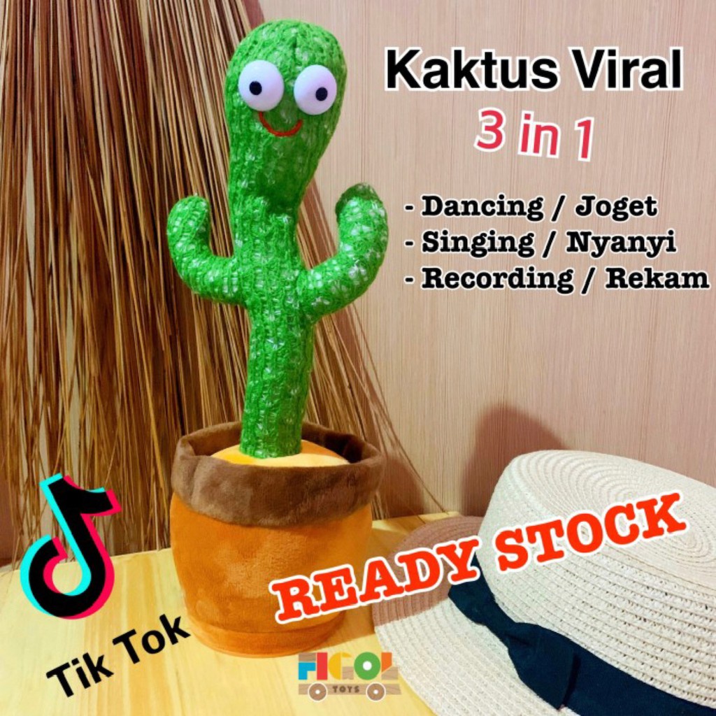 MAINAN ANAK BONEKA DANCING KAKTUS CACTUS GOYANG SINGING MEREKAM SUARA JOGED MENARI