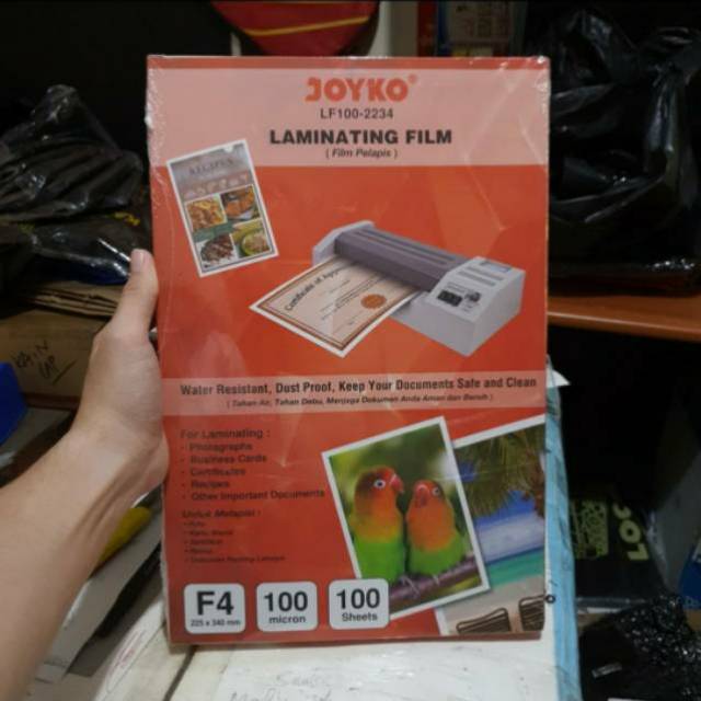 plastik laminating F4 joyko laminasi panas hot 100 micron