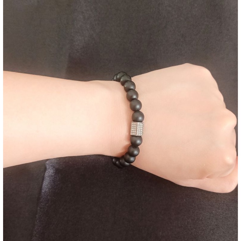 gelang batu black matte onyx