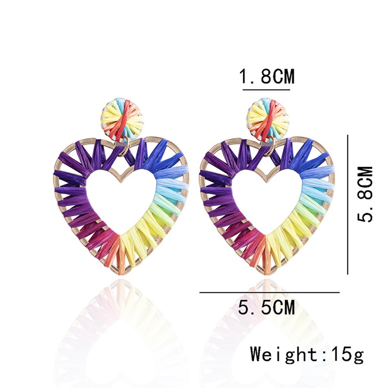 Anting Kait Gantung Wanita Desain Hati Besar Gaya Bohemian Handmade Untuk Musim Panas