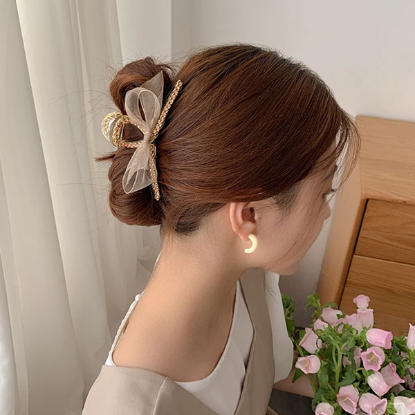 jepit rambut bita lace bow rhinestone hair clip (2e1) jje066