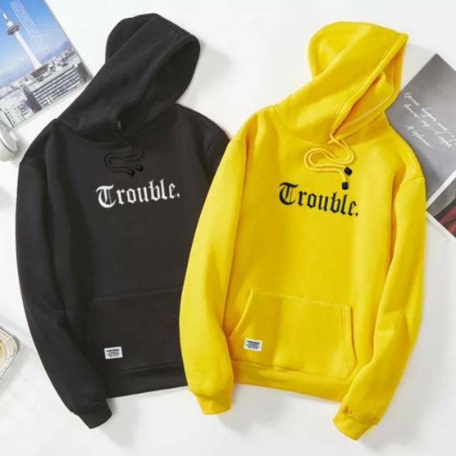 Parisdivarious Sweater Hoodie Jemper Trouble Bahan Fleece Size S - XXL (Pria &amp; Wanita)