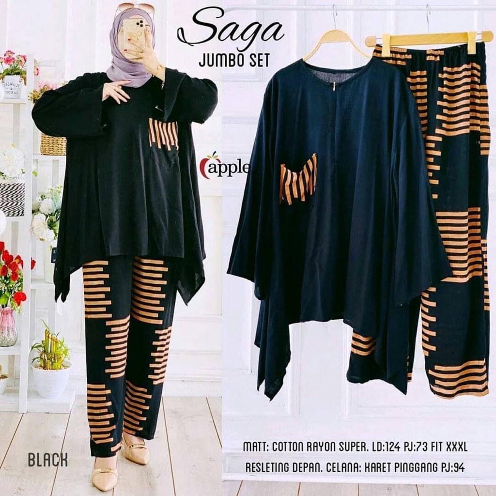 SETELAN WANITA/SETELAN TUNIK DRESS EMIRA/ SET JUMBO/ONE SET WAKA WAKA  JUMBO/SETELAN PREMIUM/LD 130