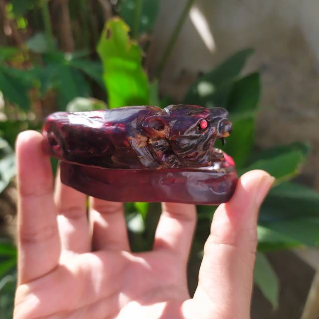 Gelang Akar Bahar Merah Ukir Maung/Macan