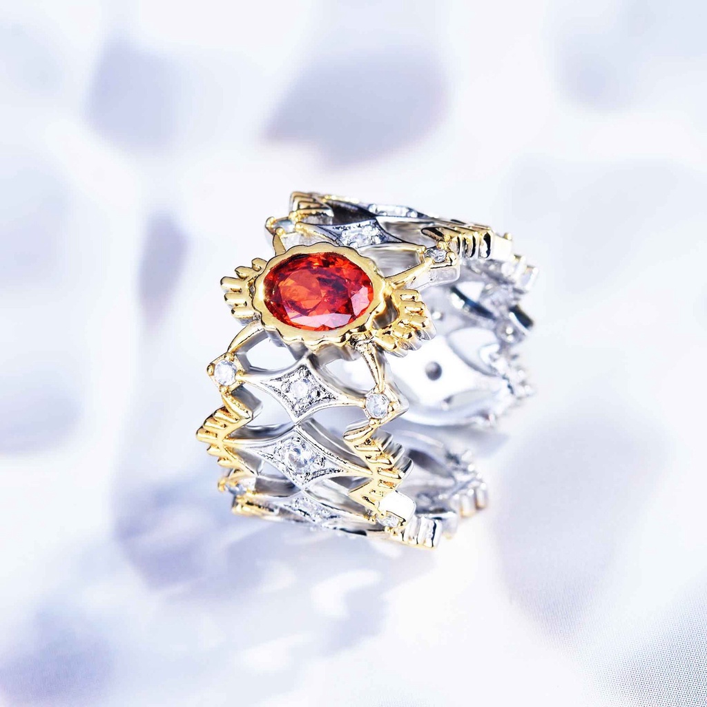 perak asli 925 cincin Wanita Kepribadian Kreatif Sederhana Merah Batu Permata Cincin Dapat Disesuaikan Fashion Perhiasan CCC69