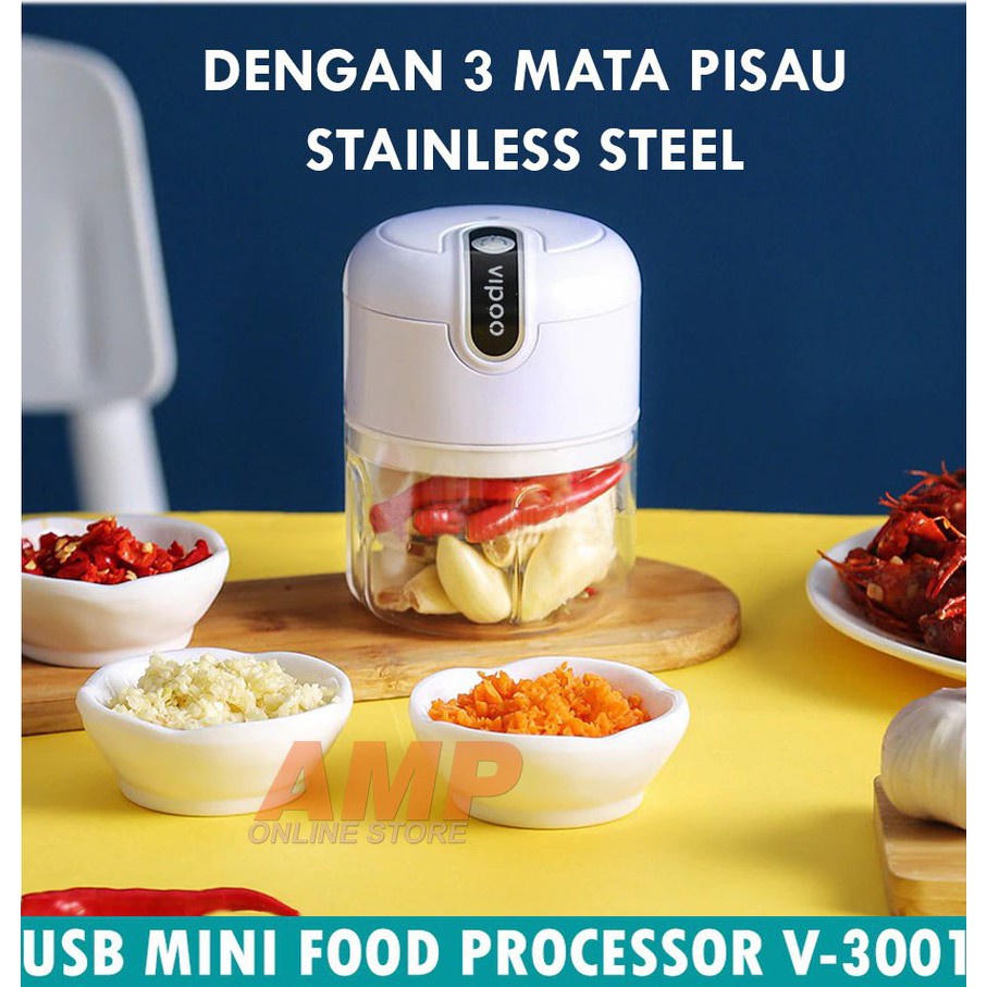 USB Mini Food Processor - Blender mini Serbaguna - Blender Bumbu Portable - USB Mini Chopper