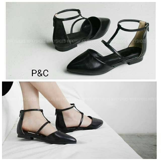 Flat Shoes Murah/Flat Shoes tali gelang hitam
