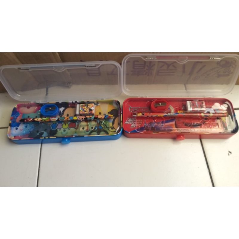 Tempat Pensil Kotak Pensil Fancy Karakter  + SET Isi Stationery Alat Tulis Study Set KT 6610 5 IN 1-2
