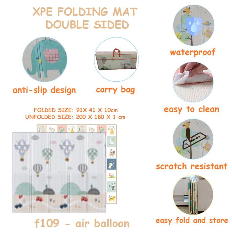 FREE BAG Alas Bermain Bayi Karpet Lipat Bolak Balik Right Start Playmate Double Sided Antislip