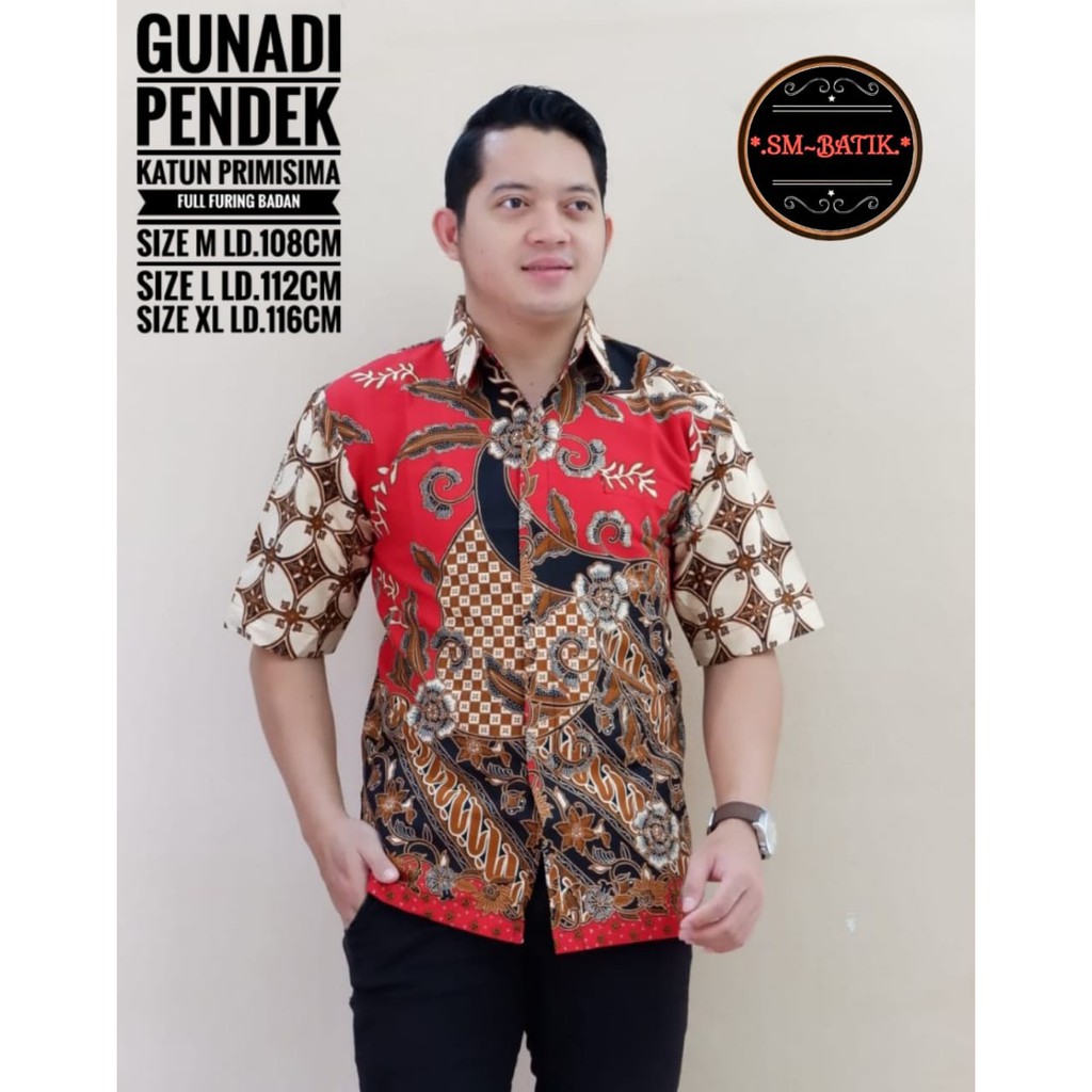 GUNADI Kemeja Batik Pria Lengan Pendek | Hem Batik Pria FULL FURING SM BATIK