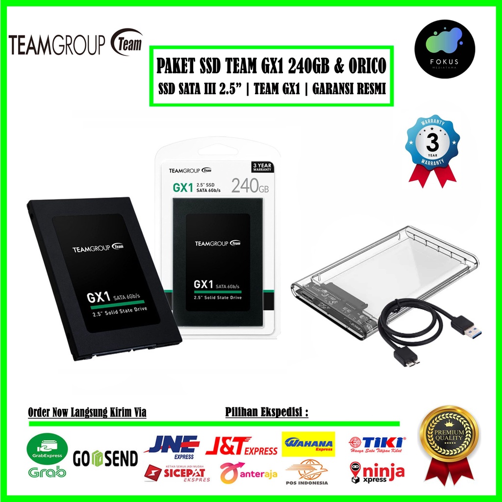 PAKET SSD DAN Case Orico 2139U3 Team Group GX1 240GB 2.5 Inch SATA III