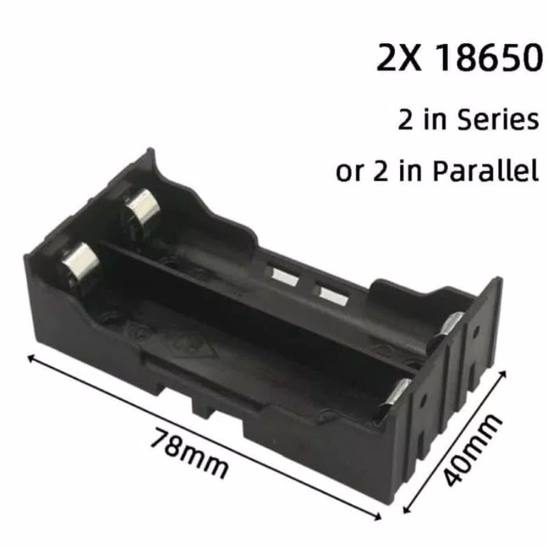 Tempat Baterai 2x 18650 Plat Lempeng Double Battery Holder PC PIN