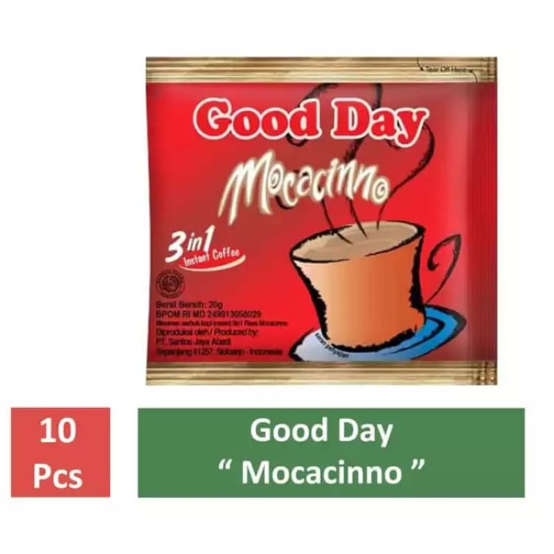 

minuman sachet bubuk good day moccacino 20gr 1 renceng isi 10