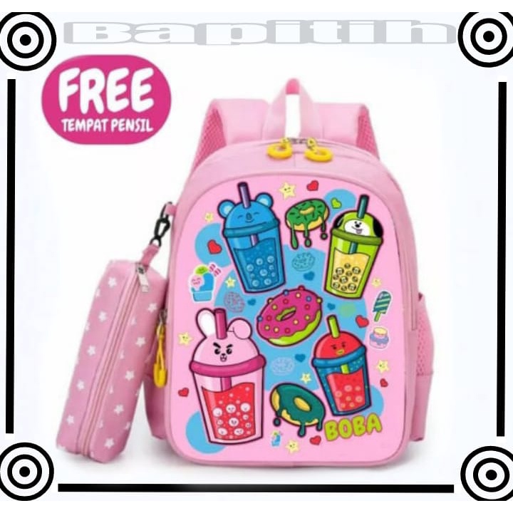 BPT/ - Tas Ransel Anak Perempuan Karakter BOBA - RANSEL BOBA DONAT - RANSEL BOBBA - TAS BOBA ANAK CEWE - School Bag Tas Sekolah Anak - Tas Anak Sekolah Tas Anak Kecil Tas Anak SD Tas Anak TK Promo Diskon Termurah Terlaris Terbaru Best Seller